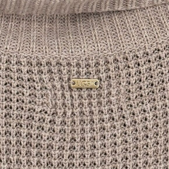 UGG Womens Selby Taupe Short Sleeve Turtleneck Sweater tunic size large cotton - Picture 13 of 13